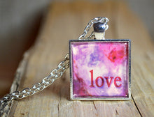 LOVE Pendant, Love Necklace, handmade pink art gift