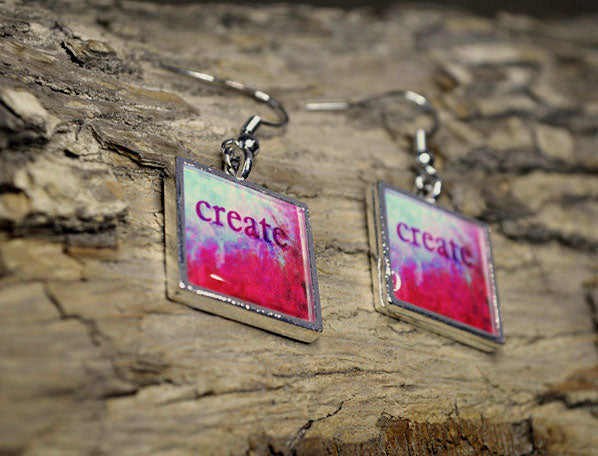 CREATE - Dangle Earrings, handmade resin