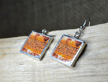 ORANGE Dangle Earrings, handmade Resin Art Jewelry, square