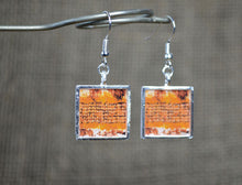 ORANGE Dangle Earrings, handmade Resin Art Jewelry, square