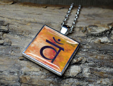 SACRAL CHAKRA Symbol Art Pendant, Yoga Jewelry, orange, handmade resin pendant