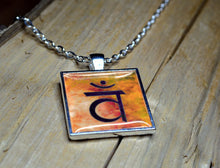 SACRAL CHAKRA Symbol Art Pendant, Yoga Jewelry, orange, handmade resin pendant