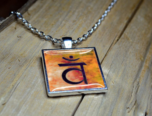 SACRAL CHAKRA Symbol Art Pendant, Yoga Jewelry, orange, handmade resin pendant