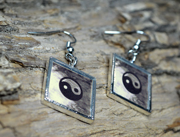 YING YANG Symbol Earrings, Inspirational Jewelry Gifts, Zen, Balance, Yoga