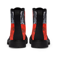 Cool Abstract Women's CANVAS BOOTS Red, Black and White