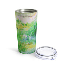 Green Artsy Travel TUMBLER 20oz with Lid Abstract Style