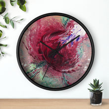 Unique WALL CLOCK Abstract Rose Art Taupe Red Green White