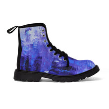 Abstract Blue Women's CANVAS BOOTS Edgy