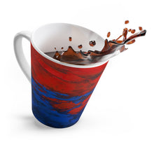 Red Blue Coffee LATTE MUG Modern Abstract Artsy Style 12 oz
