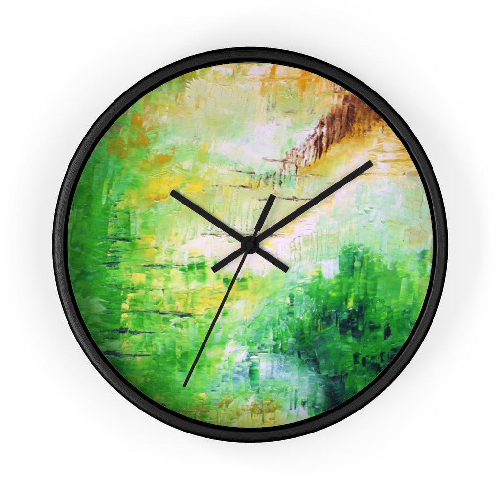 Green Abstract Art WALL CLOCK Unique Decor