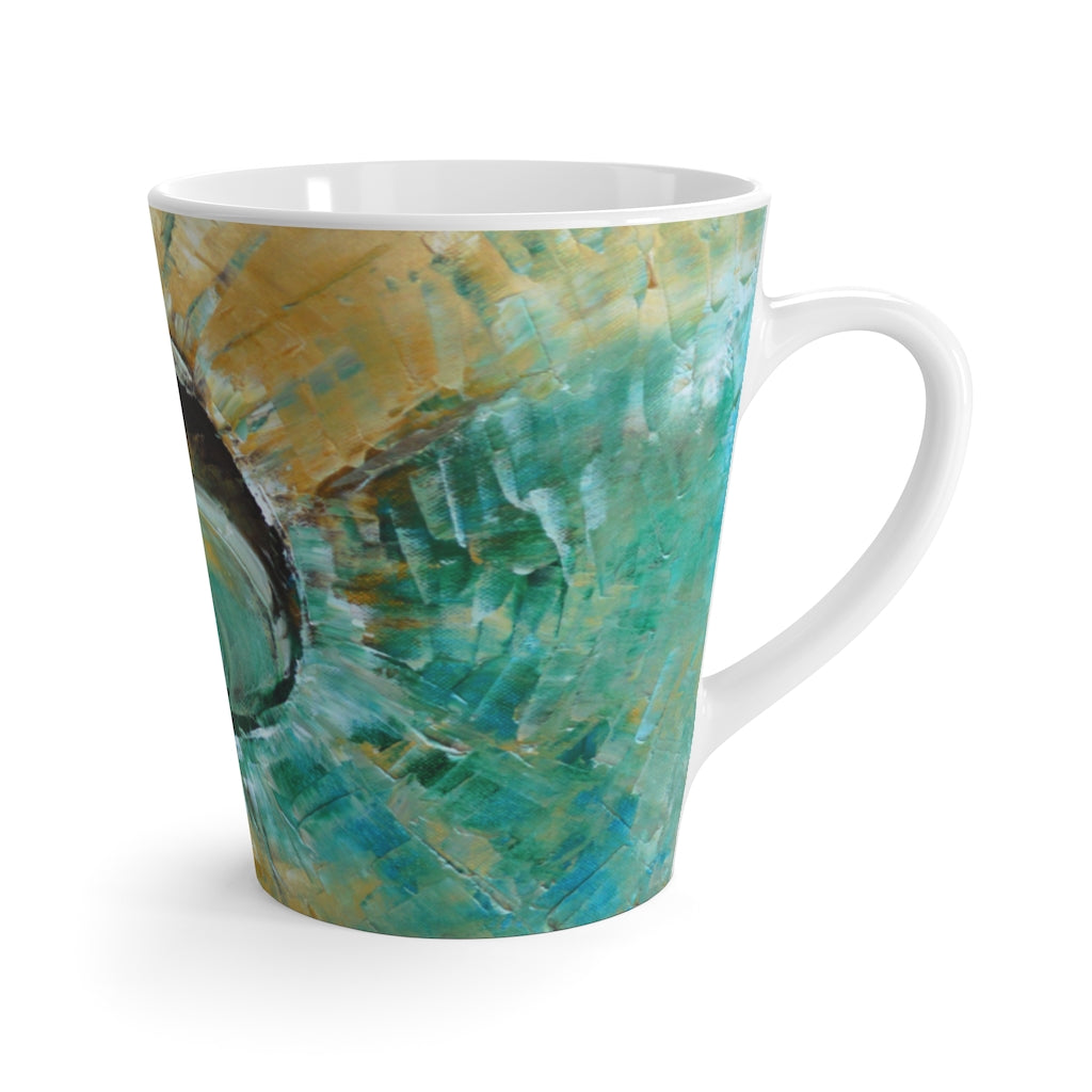Unique 12oz Coffee LATTE MUG Turquoise Earth Tones Colors