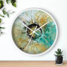 Turquoise WALL CLOCK Unique Abstract Art in Earth Tones