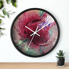 Unique WALL CLOCK Abstract Rose Art Taupe Red Green White