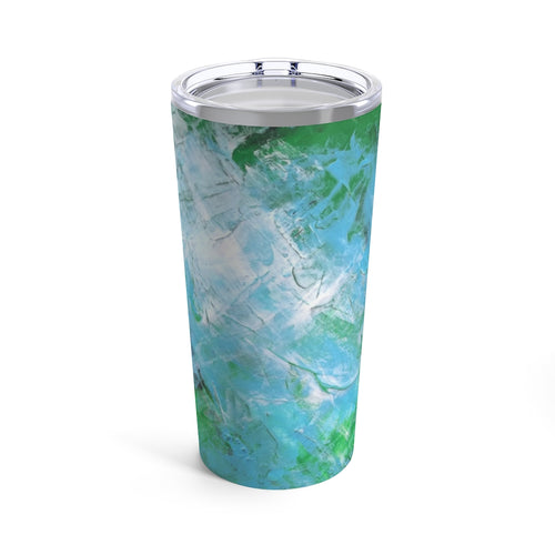 Artsy Travel TUMBLER 20oz Abstract Blue Green Art