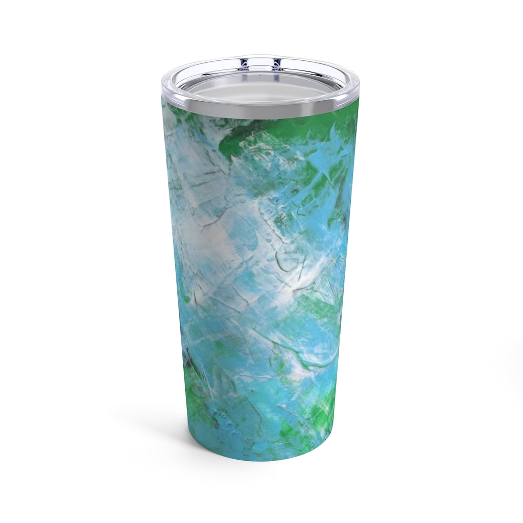 Artsy Travel TUMBLER 20oz Abstract Blue Green Art