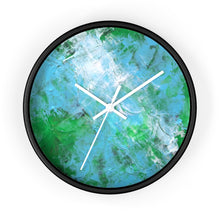 Green Blue Abstract WALL CLOCK wooden frame