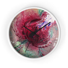 Unique WALL CLOCK Abstract Rose Art Taupe Red Green White