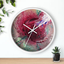 Unique WALL CLOCK Abstract Rose Art Taupe Red Green White