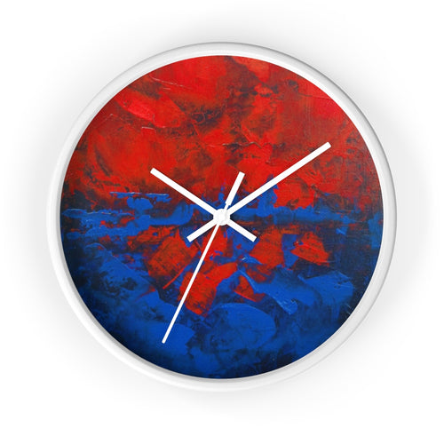 Red White and Blue WALL CLOCK Artsy Abstract Style