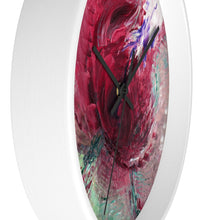 Unique WALL CLOCK Abstract Rose Art Taupe Red Green White