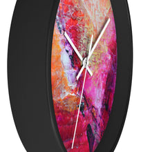 Artsy Heart WALL CLOCK Pink Orange Tones Unique Art Gift