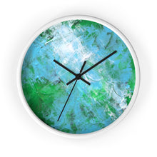 Green Blue Abstract WALL CLOCK wooden frame