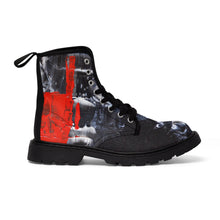 Cool Abstract Women's CANVAS BOOTS Red, Black and White