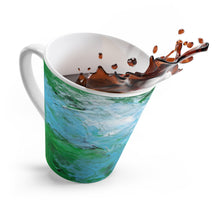 Coffee LATTE MUG 12 oz printed with light blue & green abstract art