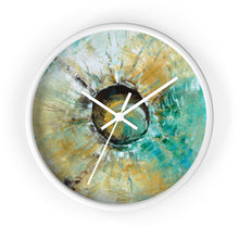 Turquoise WALL CLOCK Unique Abstract Art in Earth Tones