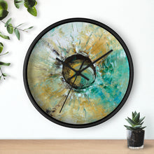 Turquoise WALL CLOCK Unique Abstract Art in Earth Tones