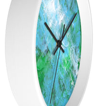 Green Blue Abstract WALL CLOCK wooden frame