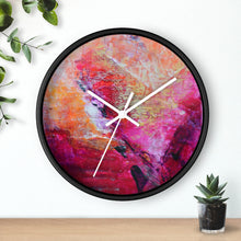 Artsy Heart WALL CLOCK Pink Orange Tones Unique Art Gift