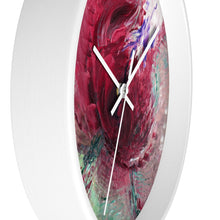 Unique WALL CLOCK Abstract Rose Art Taupe Red Green White