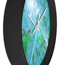 Green Blue Abstract WALL CLOCK wooden frame
