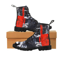 Cool Abstract Women's CANVAS BOOTS Red, Black and White
