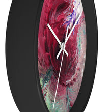 Unique WALL CLOCK Abstract Rose Art Taupe Red Green White