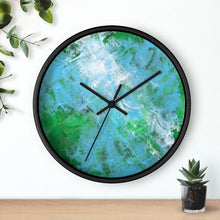 Green Blue Abstract WALL CLOCK wooden frame