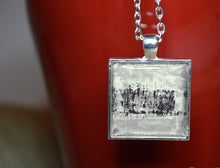 Wearable Art GREY BLACK and WHITE Art Pendant, Silver, Contemporary Jewelry