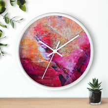 Artsy Heart WALL CLOCK Pink Orange Tones Unique Art Gift