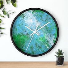 Green Blue Abstract WALL CLOCK wooden frame