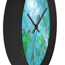 Green Blue Abstract WALL CLOCK wooden frame