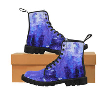 Abstract Blue Women's CANVAS BOOTS Edgy