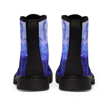 Abstract Blue Women's CANVAS BOOTS Edgy