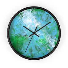 Green Blue Abstract WALL CLOCK wooden frame