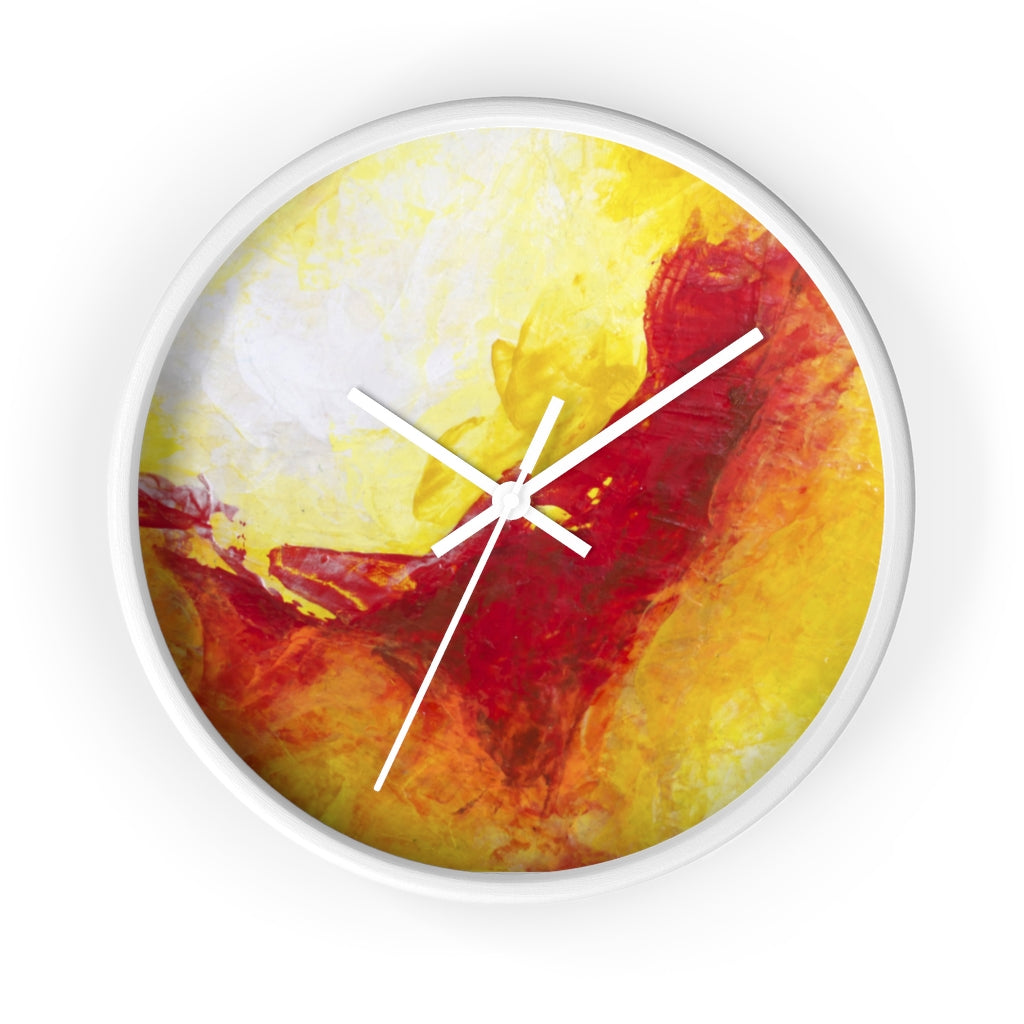 Bold Yellow Red Abstract Modern Art WALL CLOCK
