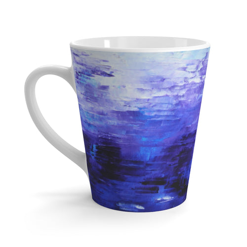 Indigo Blue Artsy LATTE MUG Unique Abstract from Artist