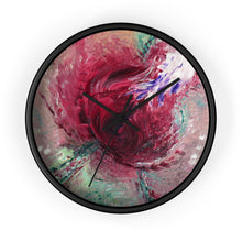Unique WALL CLOCK Abstract Rose Art Taupe Red Green White