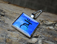 THROAT 5th CHAKRA Pendant - Handmade Silver-Plated Square Blue