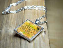 MUSTARD YELLOW Ochre Art Pendant Necklace, silver-plated, square