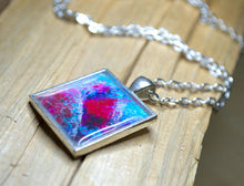 ABSTRACT Art HEART Pendant, Turquoise Magenta-Pink, Love Jewelry, Modern Art Gifts